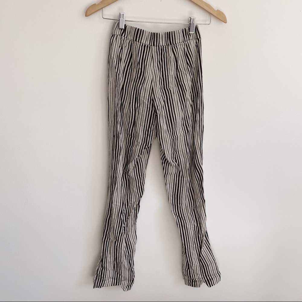 Brandy Melville Tilden Pants Black and White Stripped Button Zip Up Trousers - Picture 7 of 11
